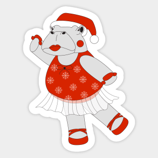 Christmas Ballerina Hippo Digital Art | Christmas Special | illusima Sticker